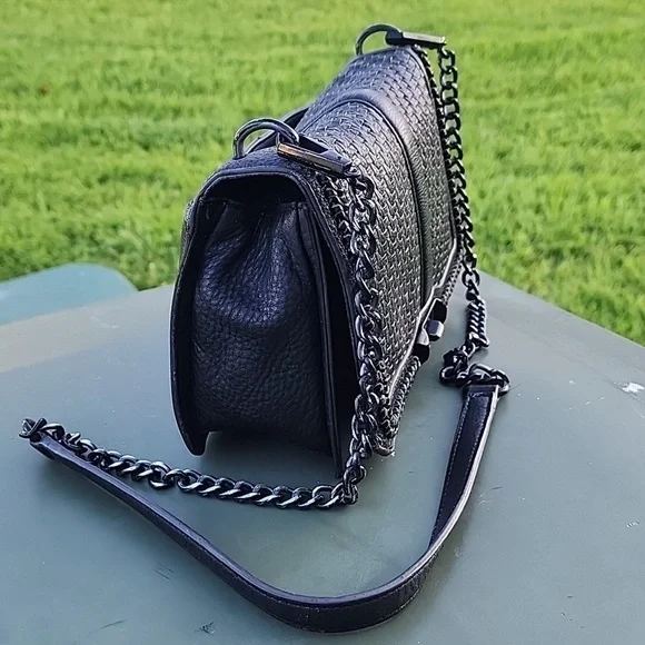 Rebecca Minkoff Love Chevron Quilt Black Leather Crossbody Bag - Picture 2 of 14